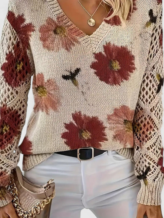 Aurélie | Eleganter Pullover mit Blumendesign