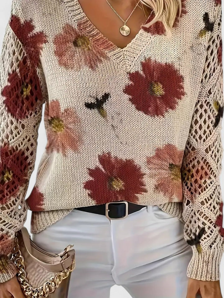 Aurélie | Eleganter Pullover mit Blumendesign