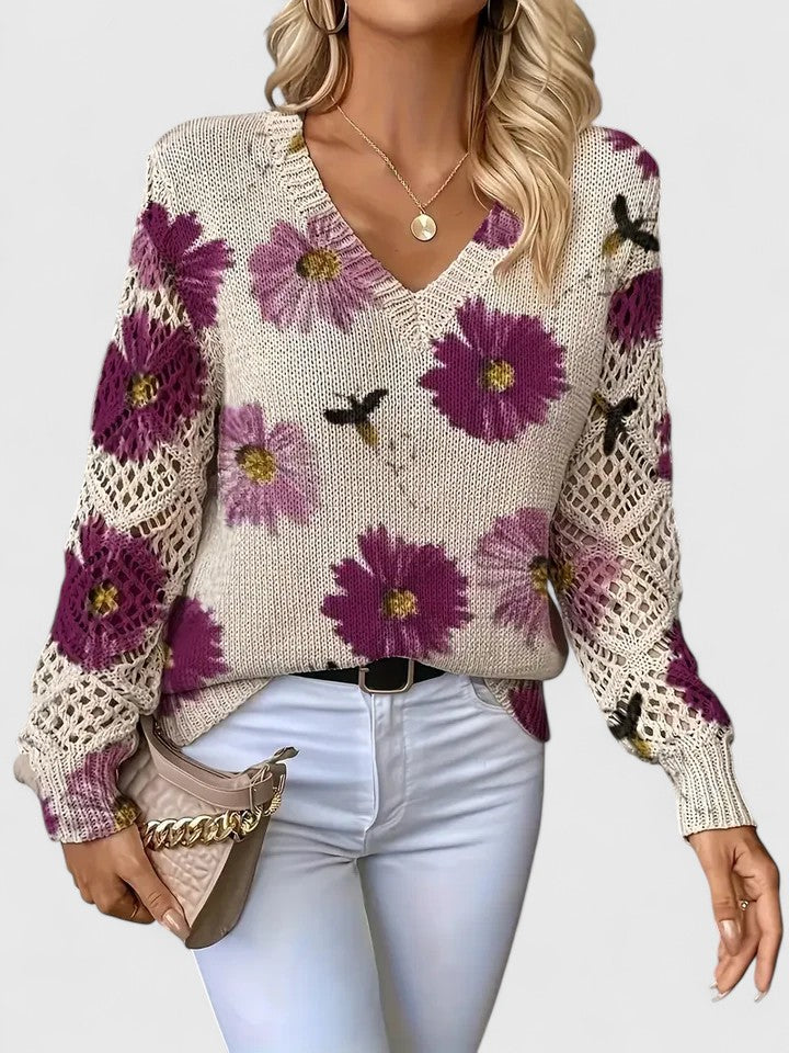 Aurélie | Eleganter Pullover mit Blumendesign