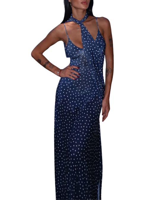 Helene | Punktkleid mit Halstuch