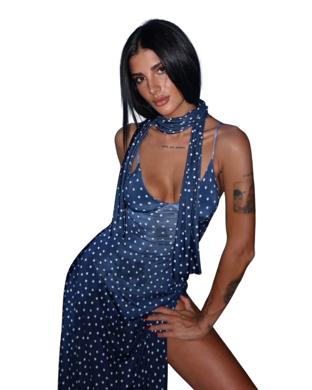 Helene | Punktkleid mit Halstuch