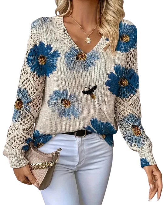 Aurélie | Eleganter Pullover mit Blumendesign