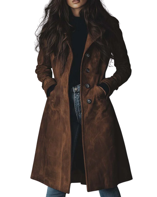 Elara | Vintage Suede Trench Coat