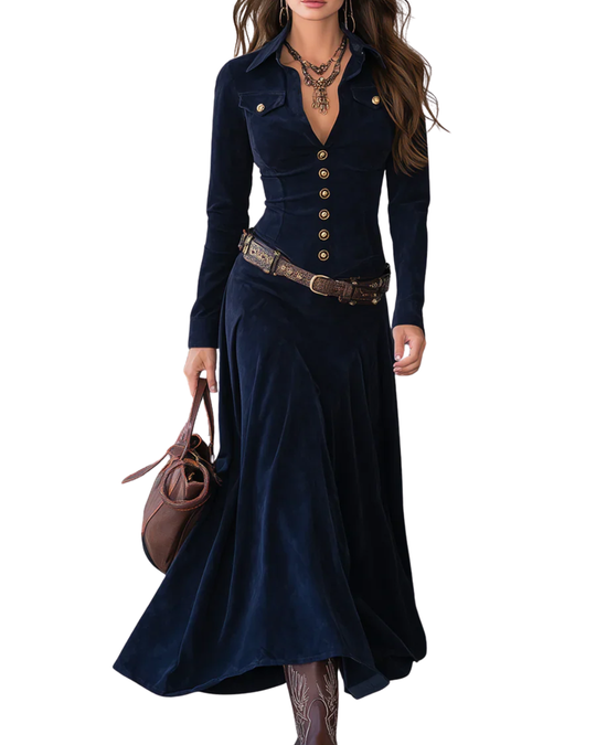 Mariah | Langes Wildlederkleid mit Schlitz