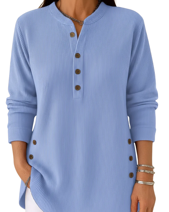 Élise™ – Unifarbener Strickpullover mit langen Ärmeln