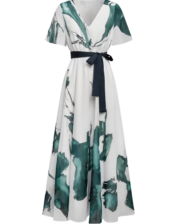 Nayla | Langes Kleid mit Aquarellprint