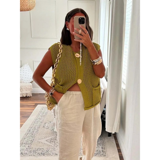 Angel | Strickweste mit Knopfleiste