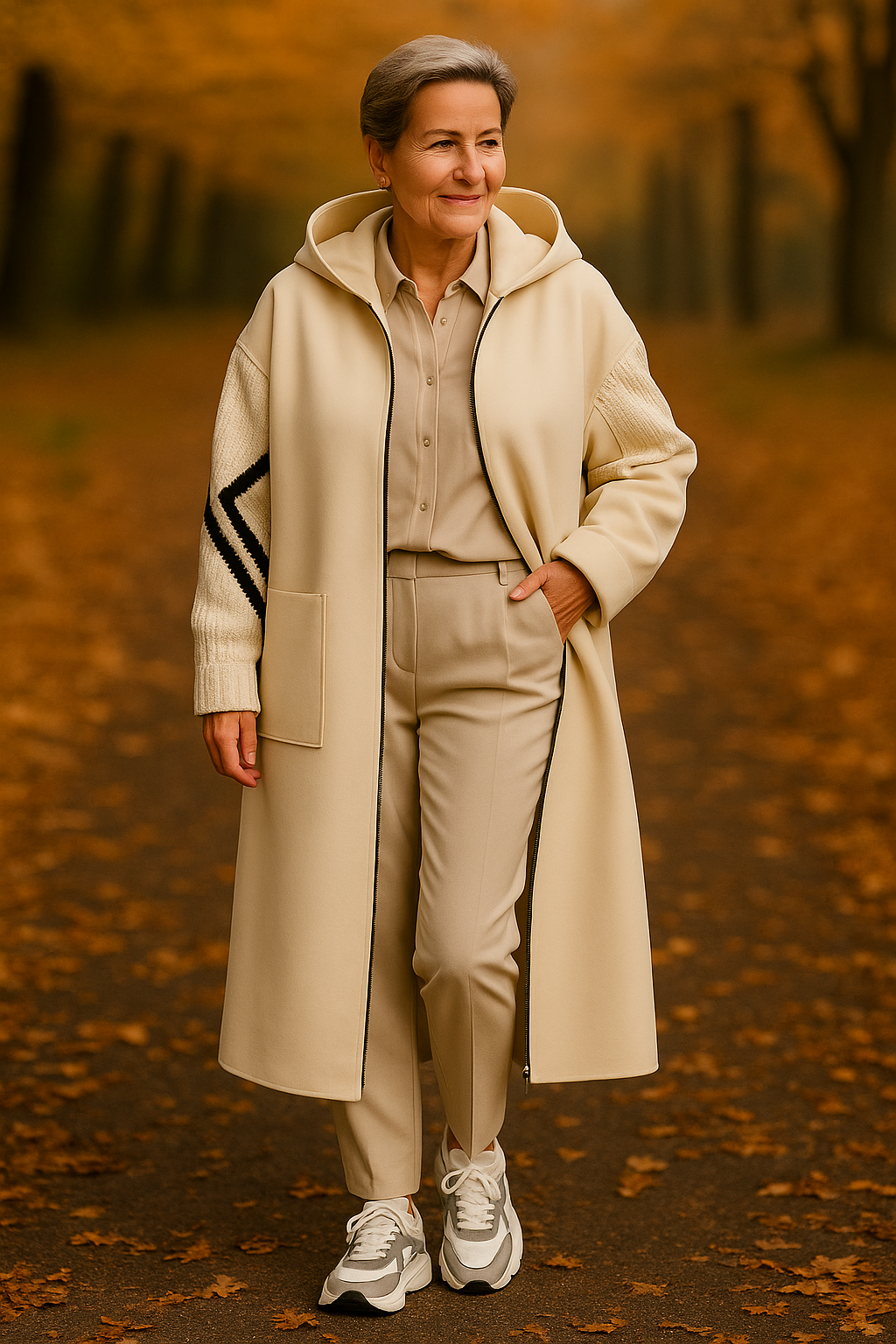 PEGGY - Damenjacke mit Strickärmeln und Kapuze