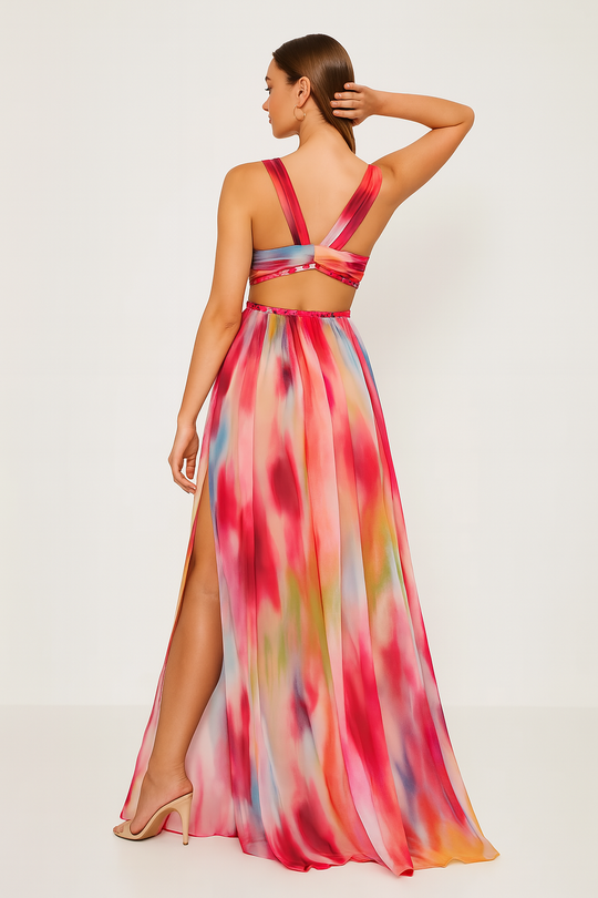 Freya | Maxikleid mit Malerei-Print