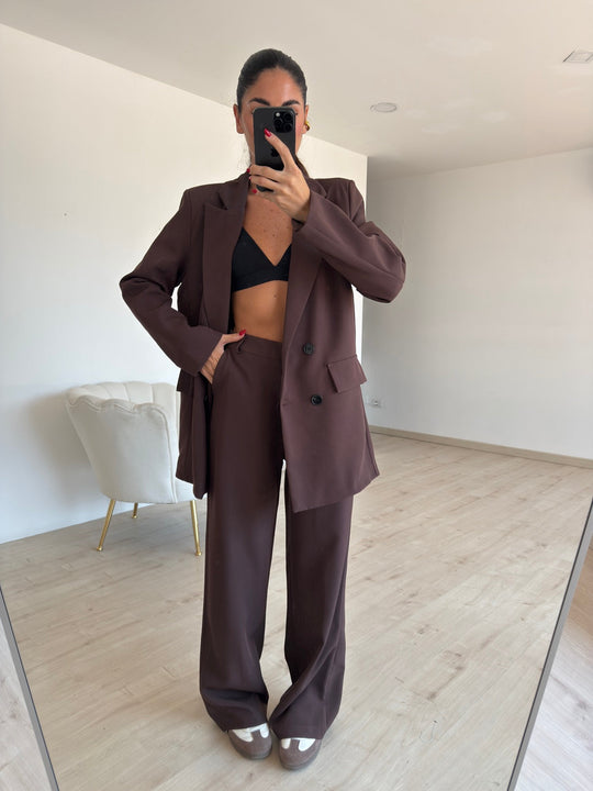 Kim | Schokoladebrauner business-anzug