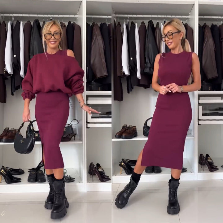 Leah | Set mit Cold-Shoulder-Top und Midirock