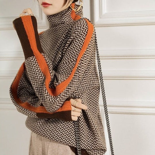 Malou™ | Rollkragenpullover mit Kontraststreifen