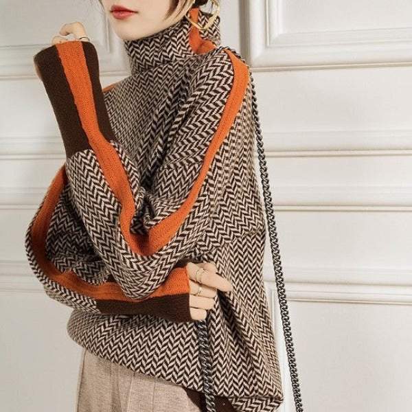 Malou™ | Rollkragenpullover mit Kontraststreifen