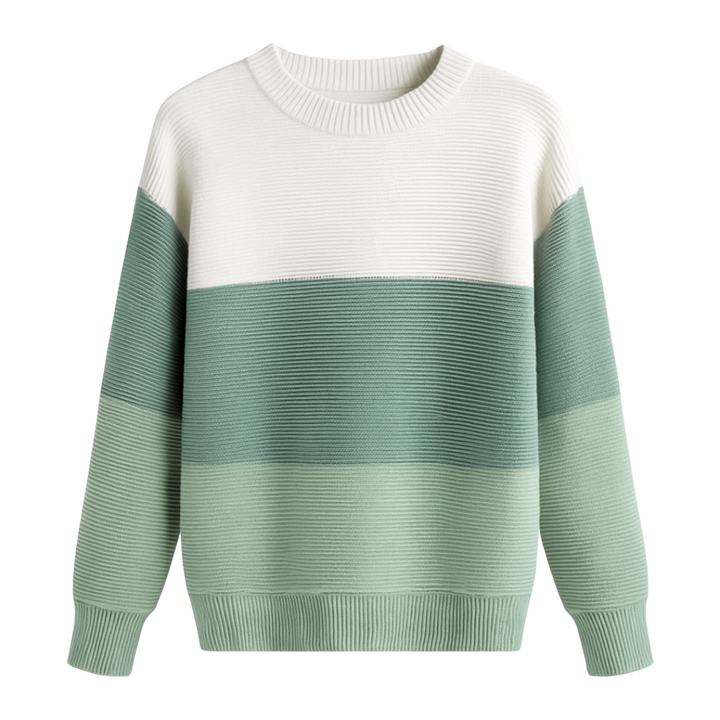 Clara | Eleganter dreifarbiger Patchwork-Pullover