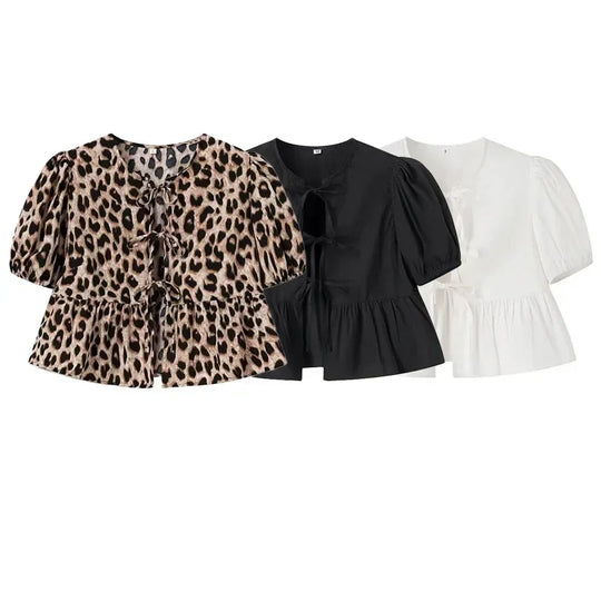 Meggy | Elegante Peplum-Bluse mit Schleife vorn