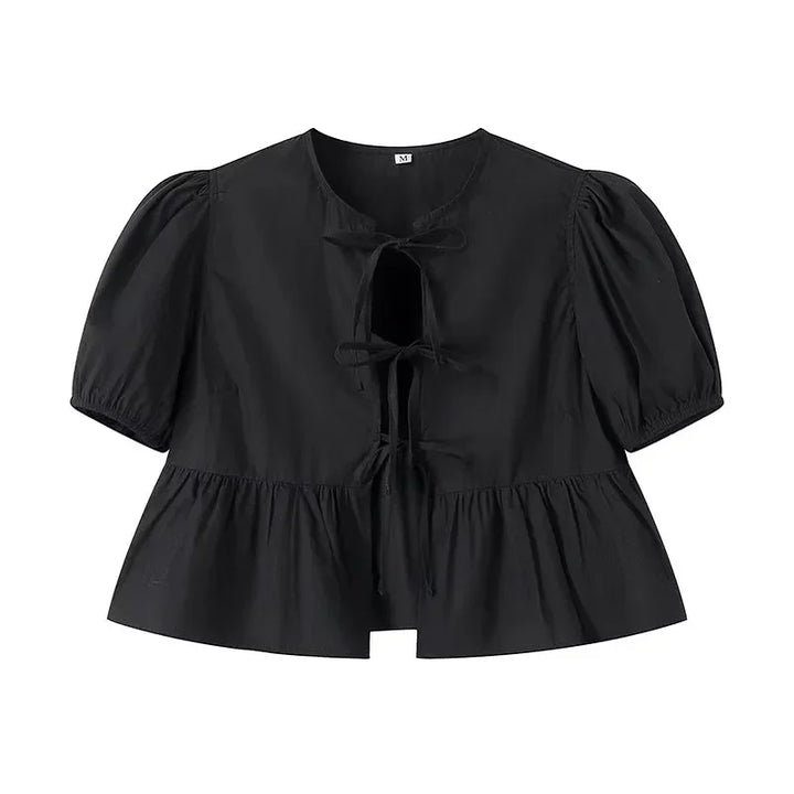 Meggy | Elegante Peplum-Bluse mit Schleife vorn