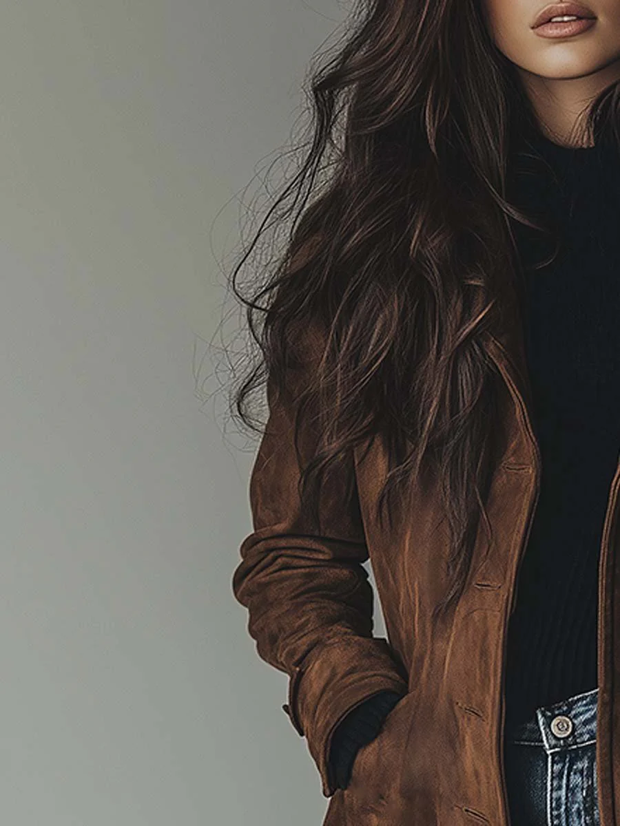Elara | Vintage Suede Trench Coat