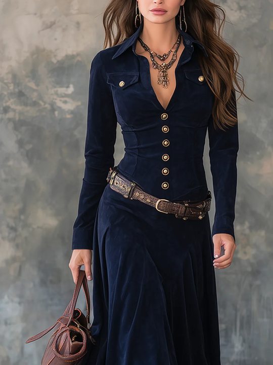 Mariah | Langes Wildlederkleid mit Schlitz